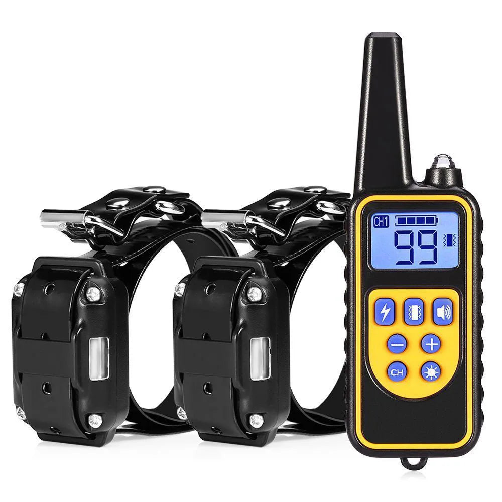 Dog Training collar A multi-function, rechargeable with detachable anti-barking features, and remote options for sound vibration, or shock.