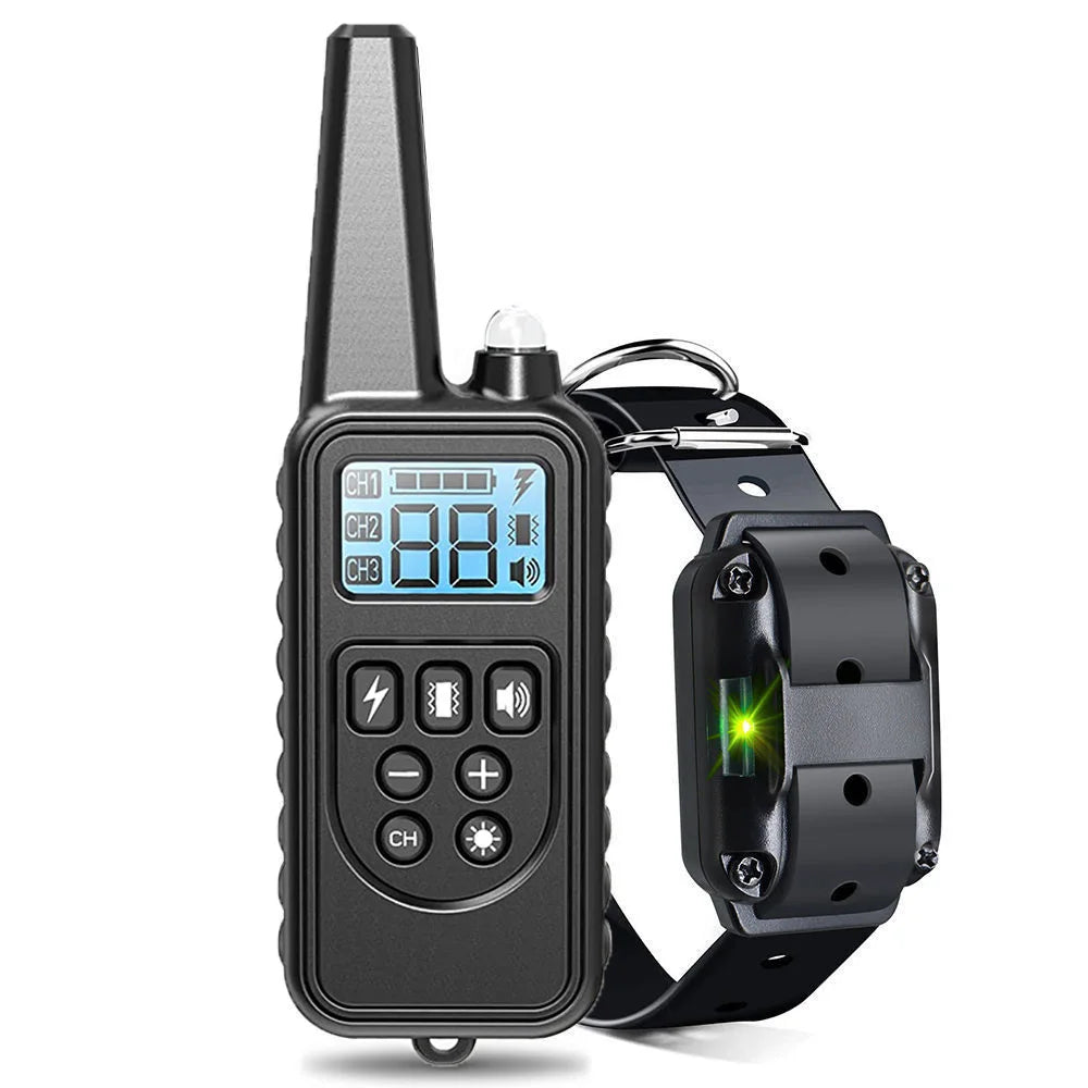 Dog Training collar A multi-function, rechargeable with detachable anti-barking features, and remote options for sound vibration, or shock.