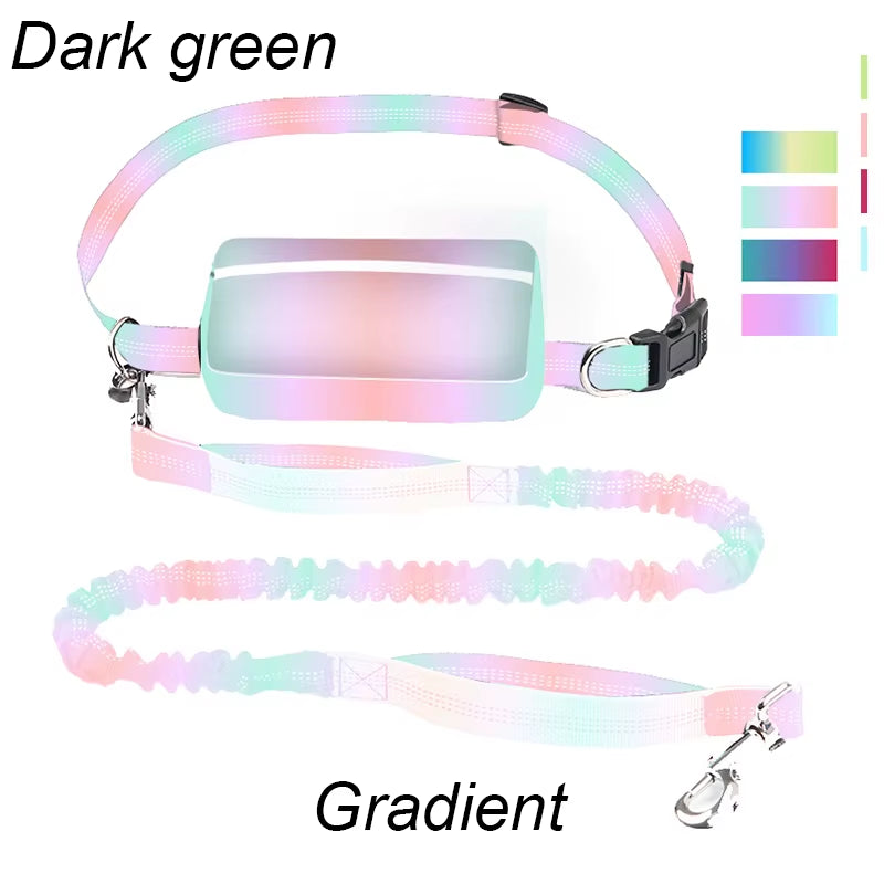 This multifunctional sports waist bag has an extended, thickened leash for hands-free dog walking and running.