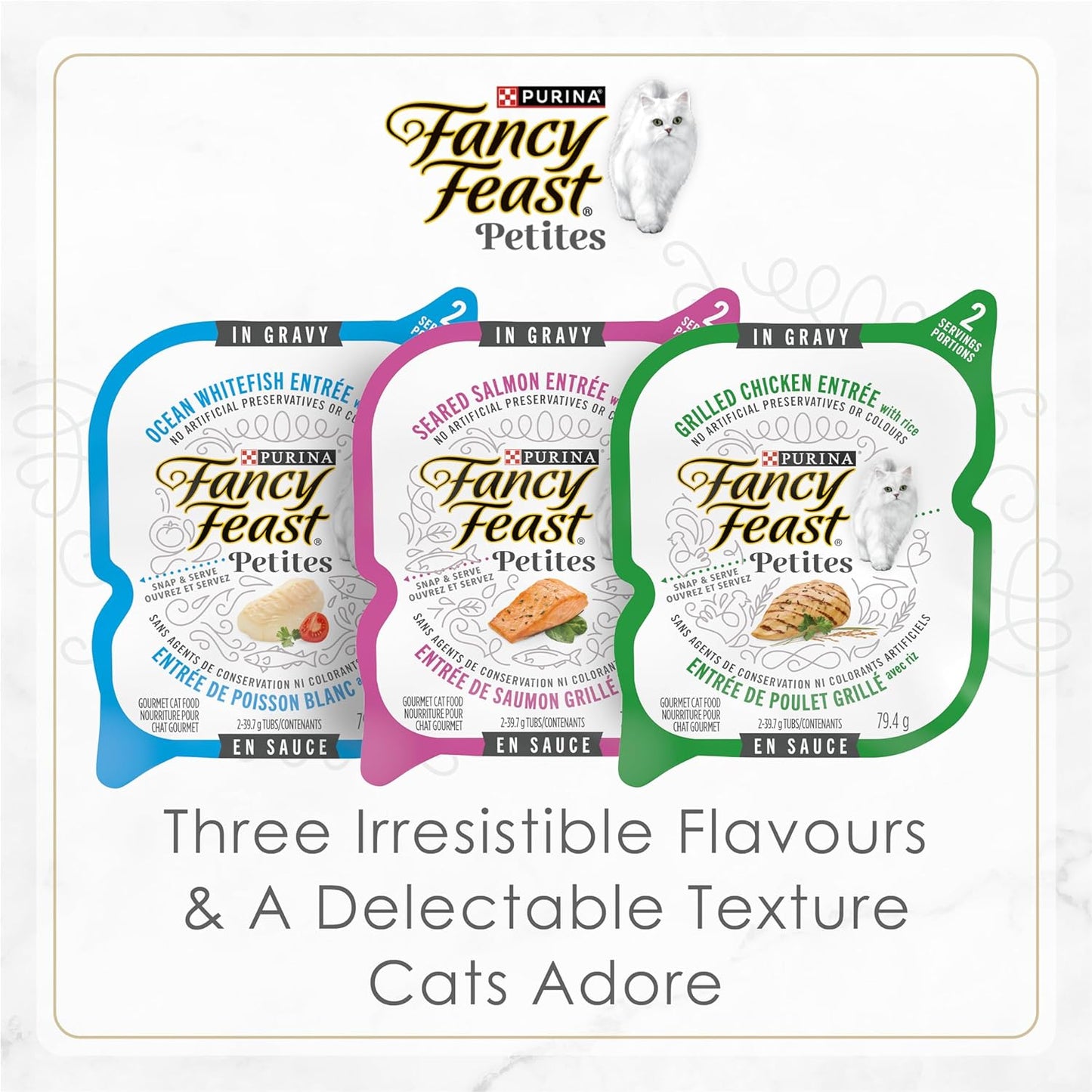 Petites Wet Cat Food, in Gravy Collection Variety Pack 2 Flavours - 79.4 G Tray (12 Pack)