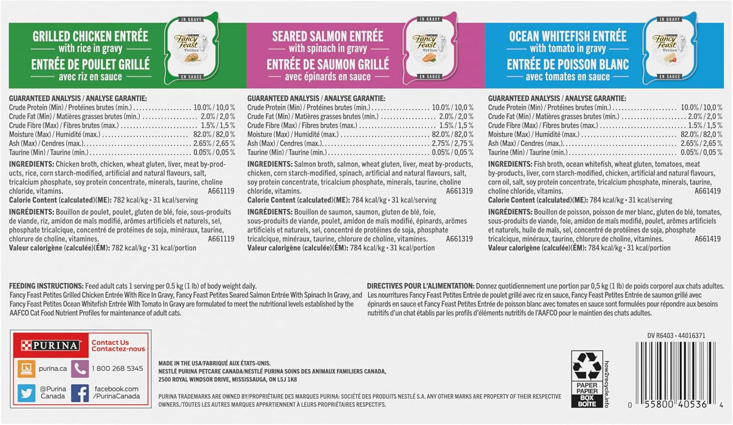 Petites Wet Cat Food, in Gravy Collection Variety Pack 2 Flavours - 79.4 G Tray (12 Pack)