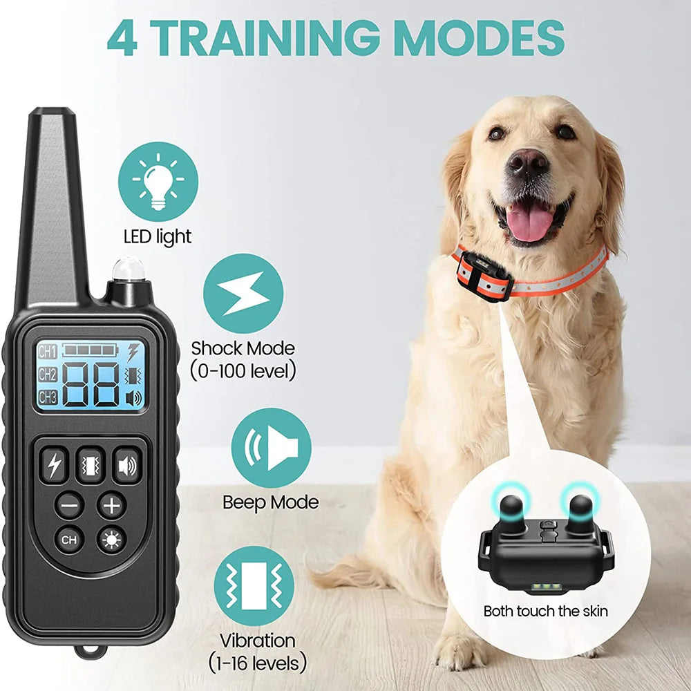 Dog Training collar A multi-function, rechargeable  with detachable anti-barking features, and remote options for sound vibration, or shock.
