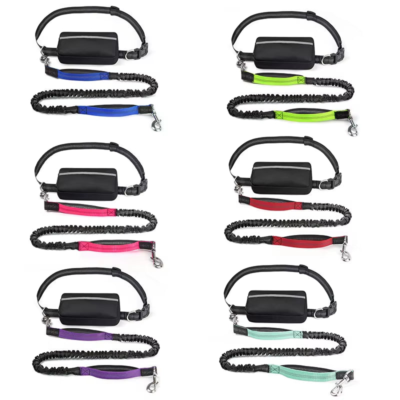 This multifunctional sports waist bag has an extended, thickened leash for hands-free dog walking and running.