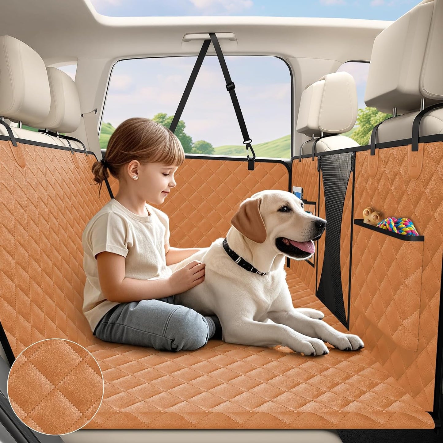 Thick, waterproof, non-slip dog seat covers for cars, trucks, SUVs. Converts for full front &  back seat protection!