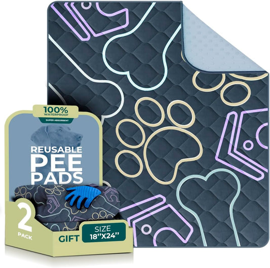 Washable, absorbent, non-slip pee pads: reusable, waterproof, pet training.