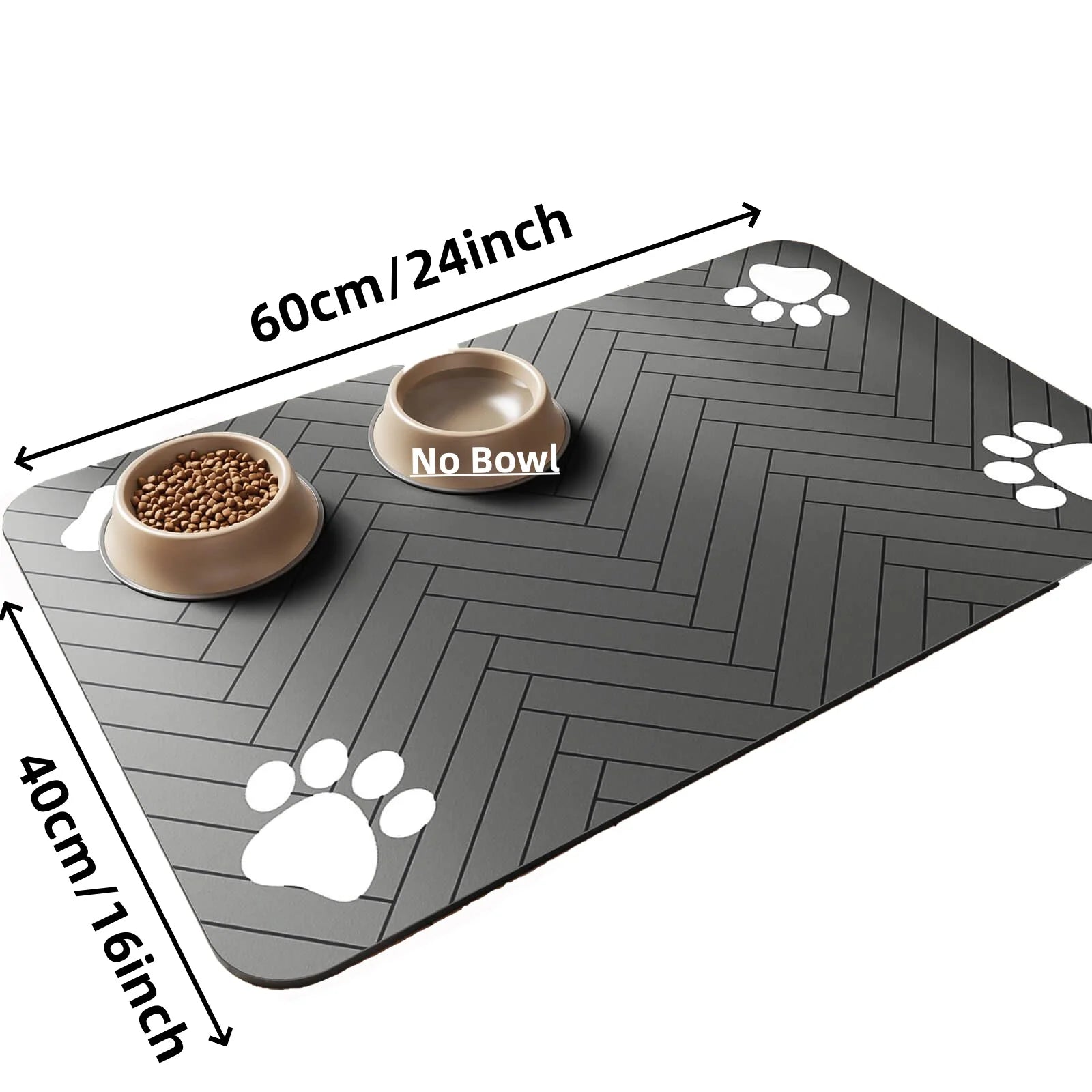Quick-dry, absorbent pet mat: waterproof rubber backing prevents spills from bowls.