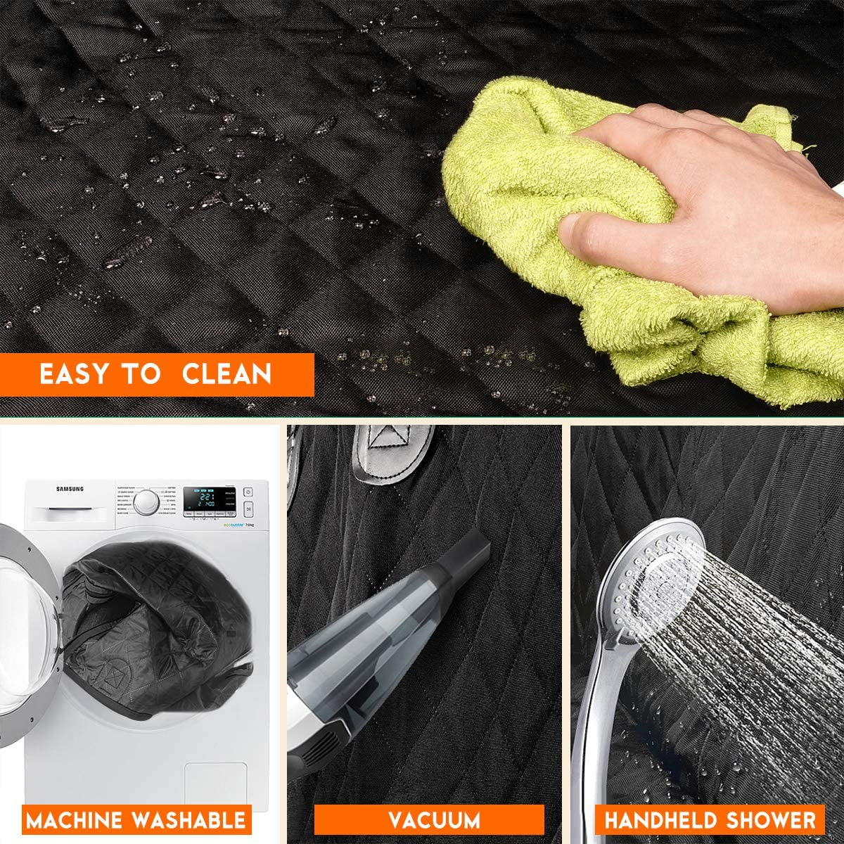 Keep your back seat protected! This waterproof, non-slip cover fits most cars/trucks/SUVs, even armrests.