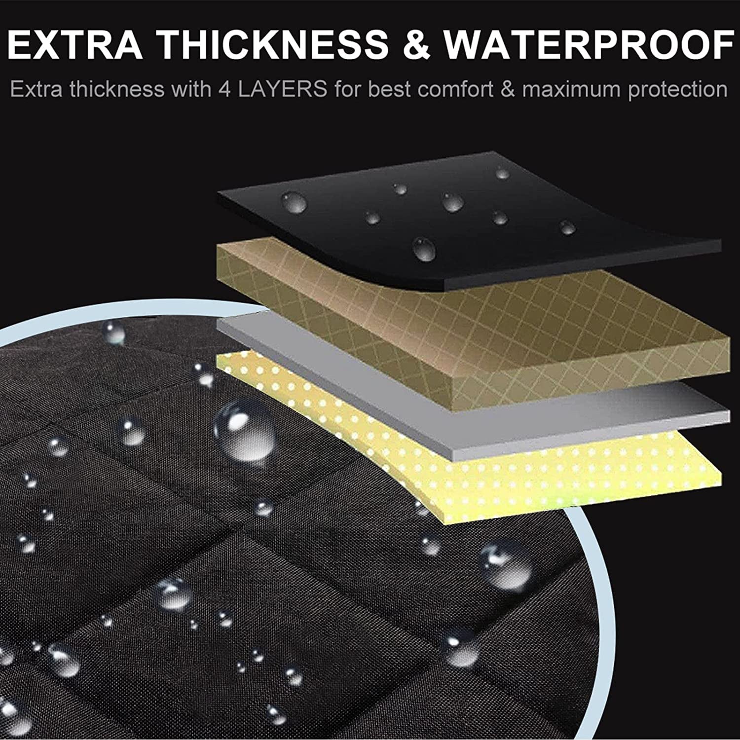 Thick, waterproof, non-slip dog seat covers for cars, trucks, SUVs. Converts for full front &  back seat protection!