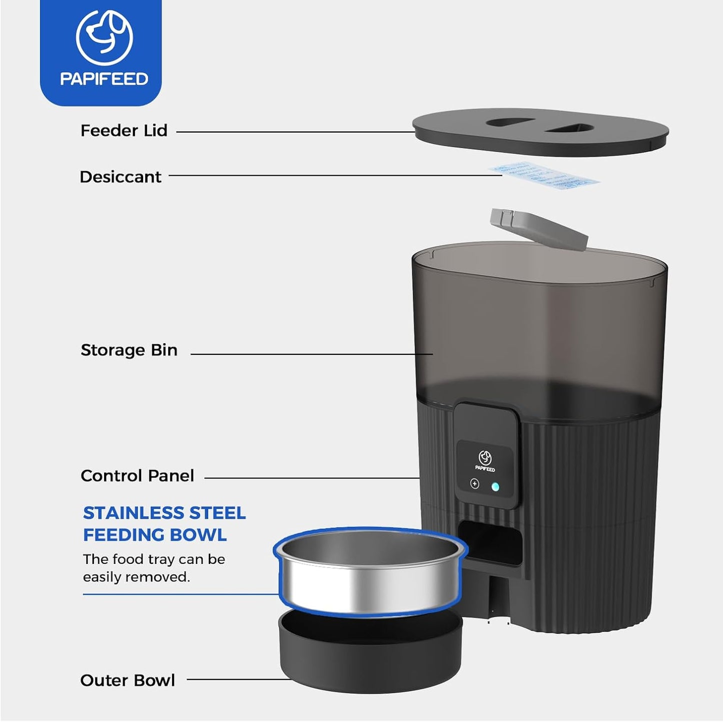 Automatic Cat Feeders with APP: Wifi Pet Dry Food Dispenser Compatible with Alexa & Echo,Smart Timed Auto Cat Feeder with Anti-Bite Power Cord for Cats, Dogs,Up to 10 Meals per Day(15 Cups