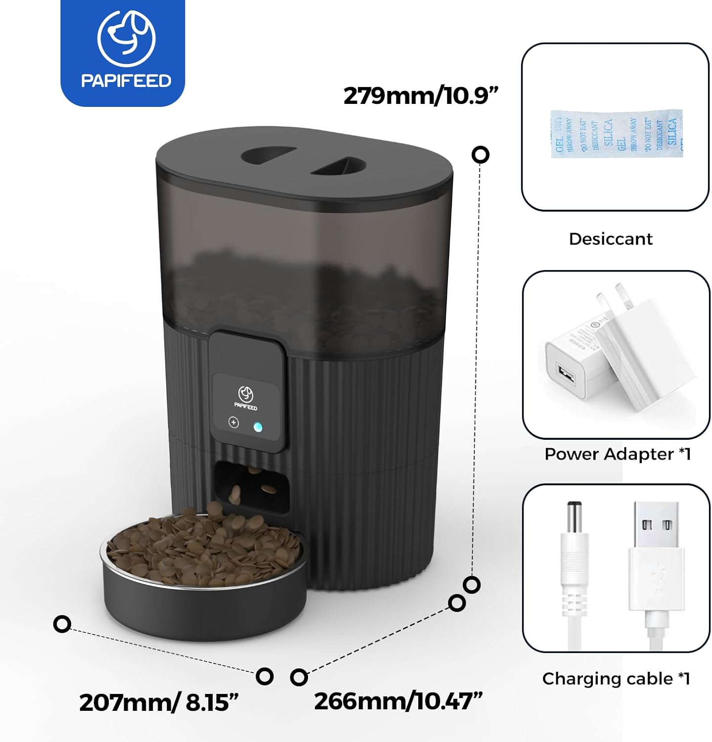 Automatic Cat Feeders with APP: Wifi Pet Dry Food Dispenser Compatible with Alexa & Echo,Smart Timed Auto Cat Feeder with Anti-Bite Power Cord for Cats, Dogs,Up to 10 Meals per Day(15 Cups