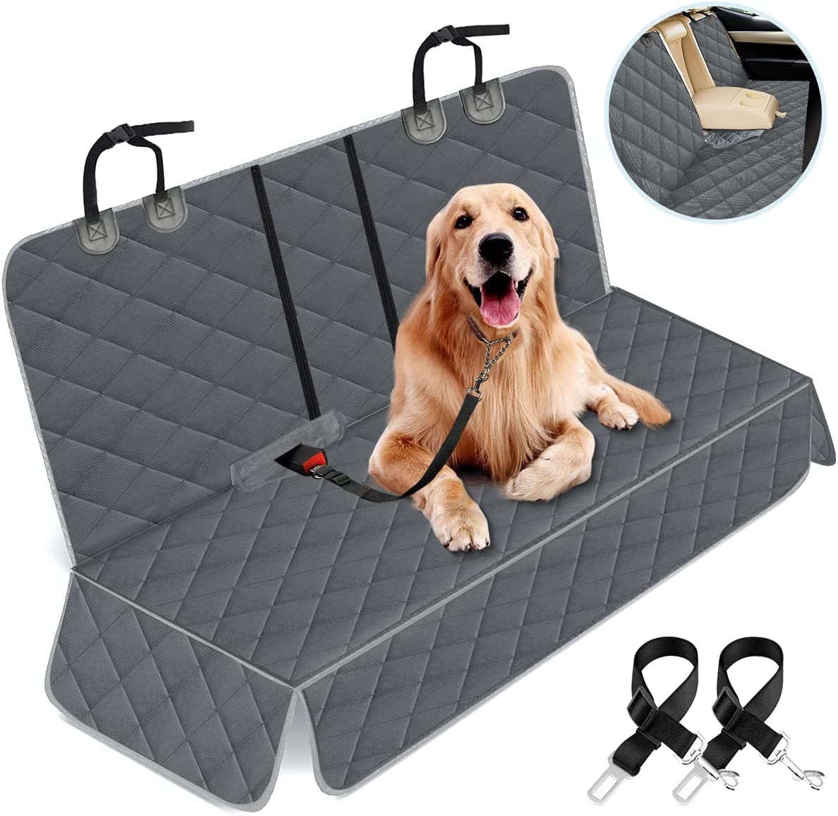 Keep your back seat protected! This waterproof, non-slip cover fits most cars/trucks/SUVs, even armrests.