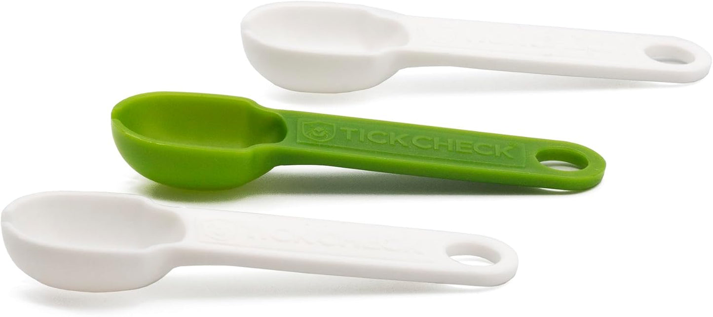 3 lightweight tick remover spoons with handy guide and carabiner for safe, easy removal.