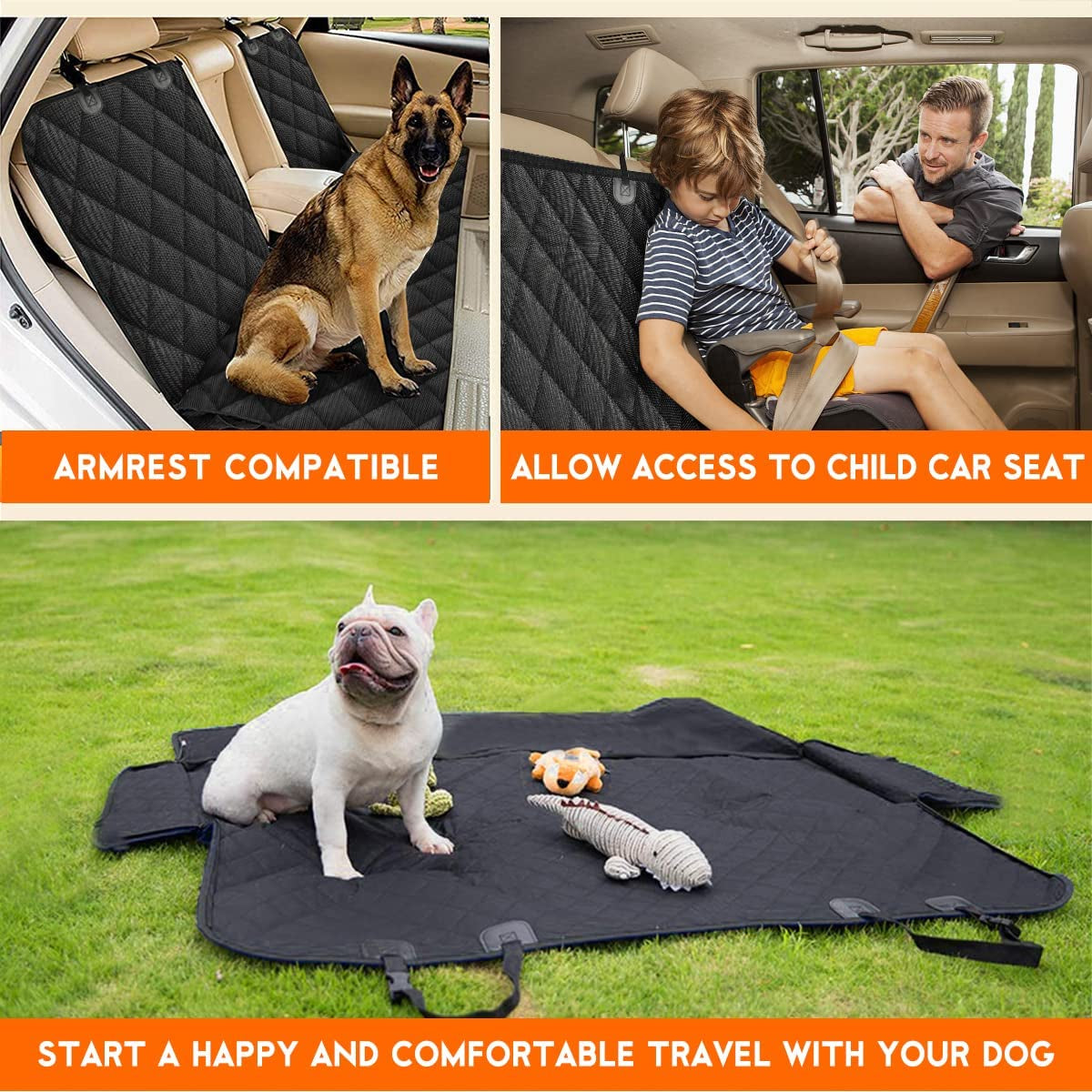 Keep your back seat protected! This waterproof, non-slip cover fits most cars/trucks/SUVs, even armrests.