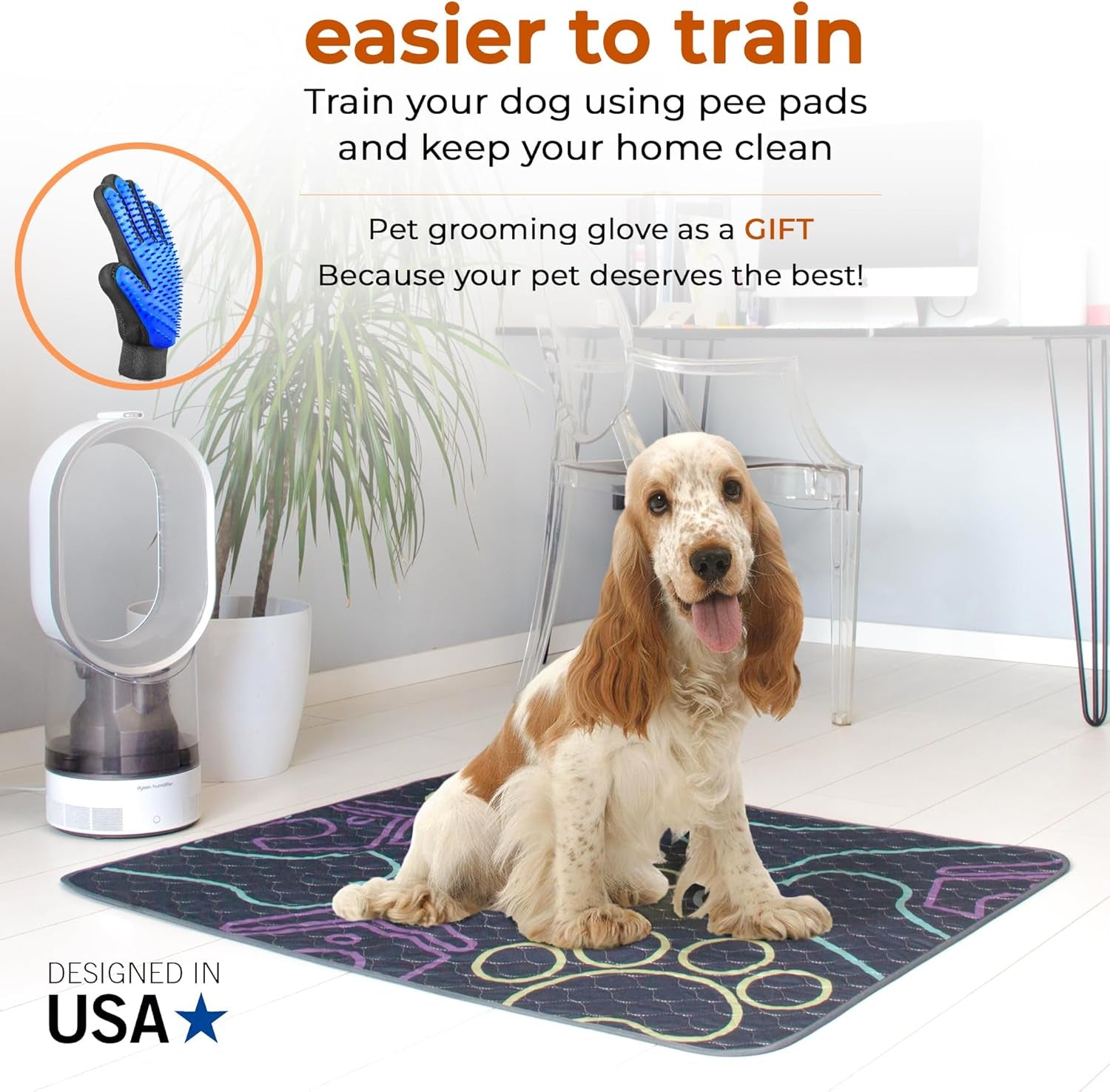 Washable, absorbent, non-slip pee pads: reusable, waterproof, pet training.