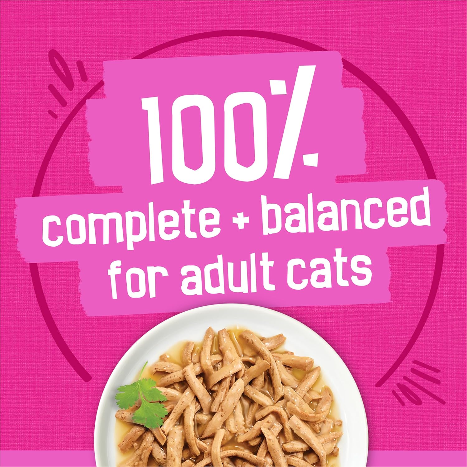 32-pack shredded wet cat food: Four poultry & fish flavors (156g cans).
