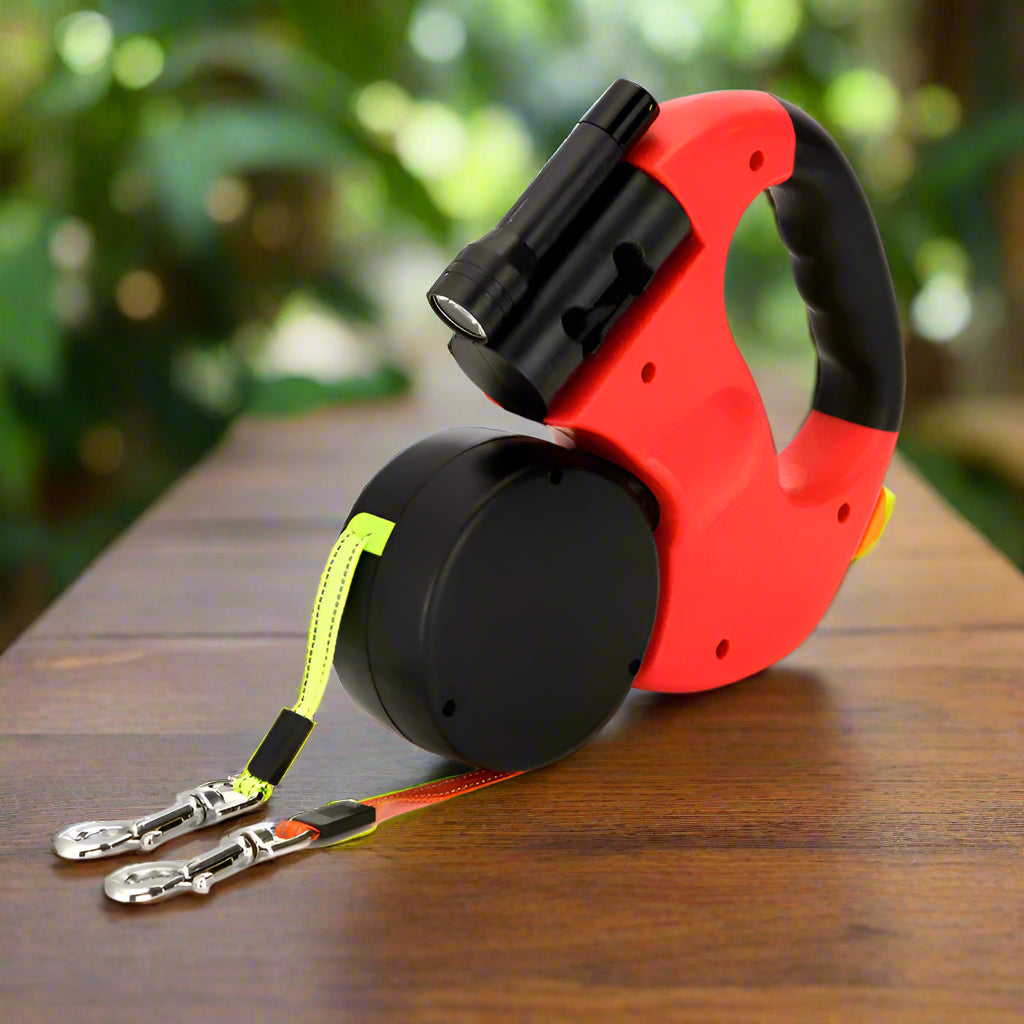 Double Dog Leash Light Retractable Roulette Double End Leash Portable Rotating Pet Leash for 2 Dogs Walking Pet Supplies
