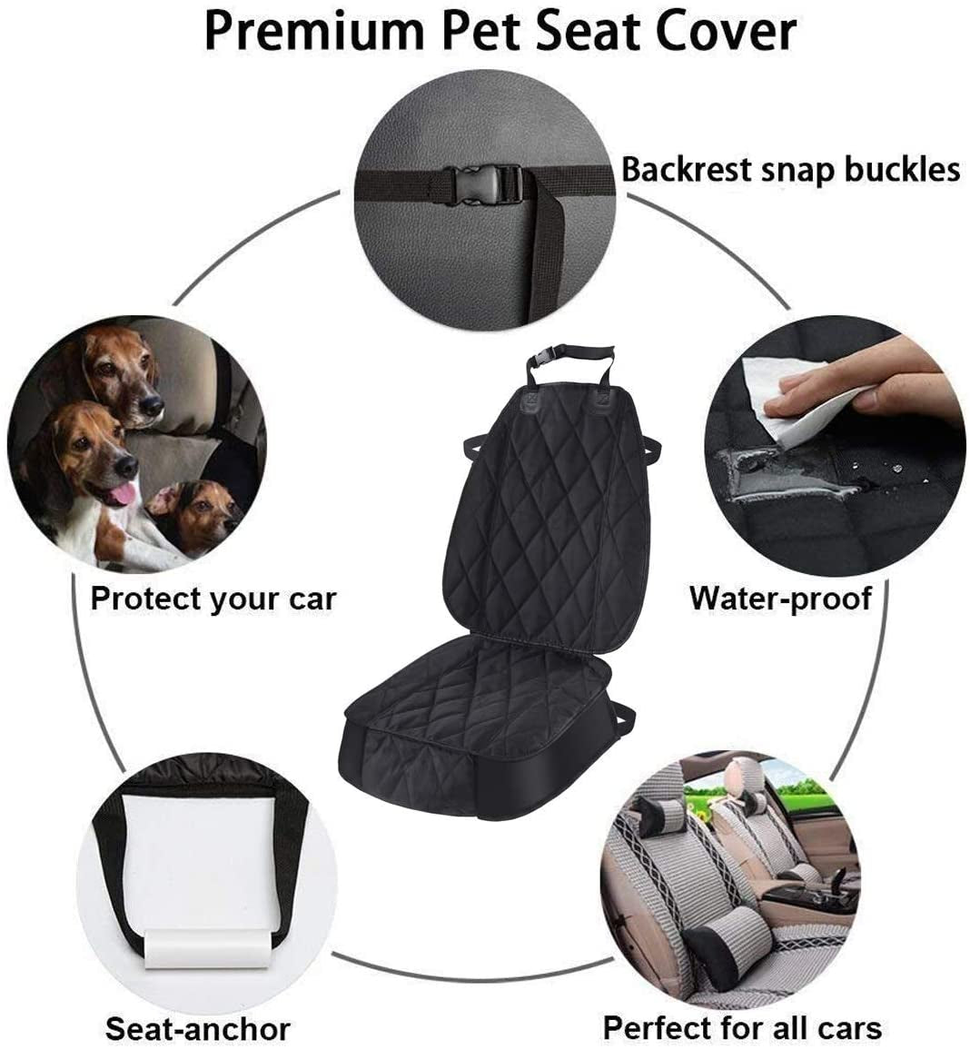 Thick, waterproof, non-slip dog seat covers for cars, trucks, SUVs. Converts for full front &  back seat protection!