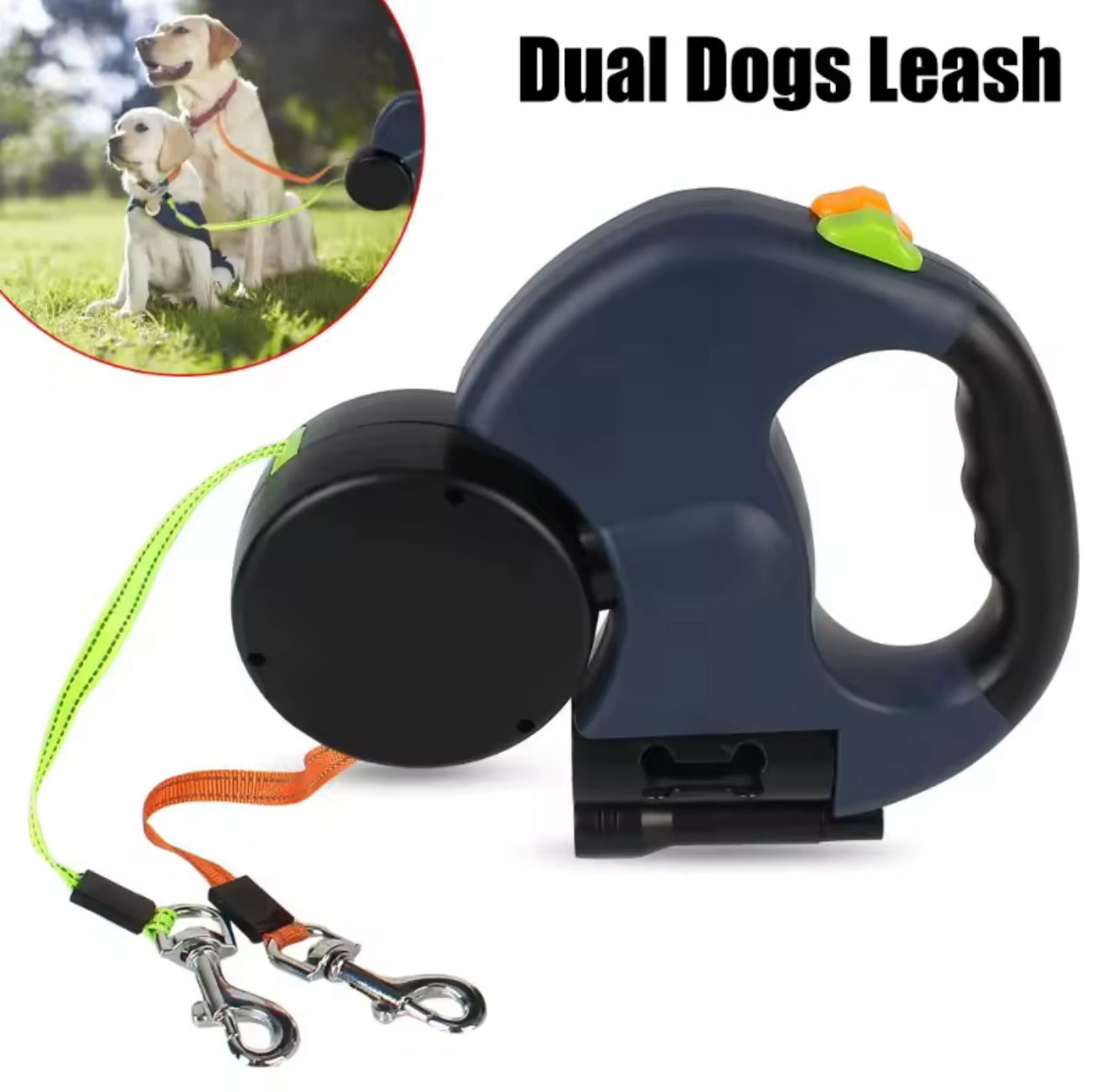Double Dog Leash Light Retractable Roulette Double End Leash Portable Rotating Pet Leash for 2 Dogs Walking Pet Supplies