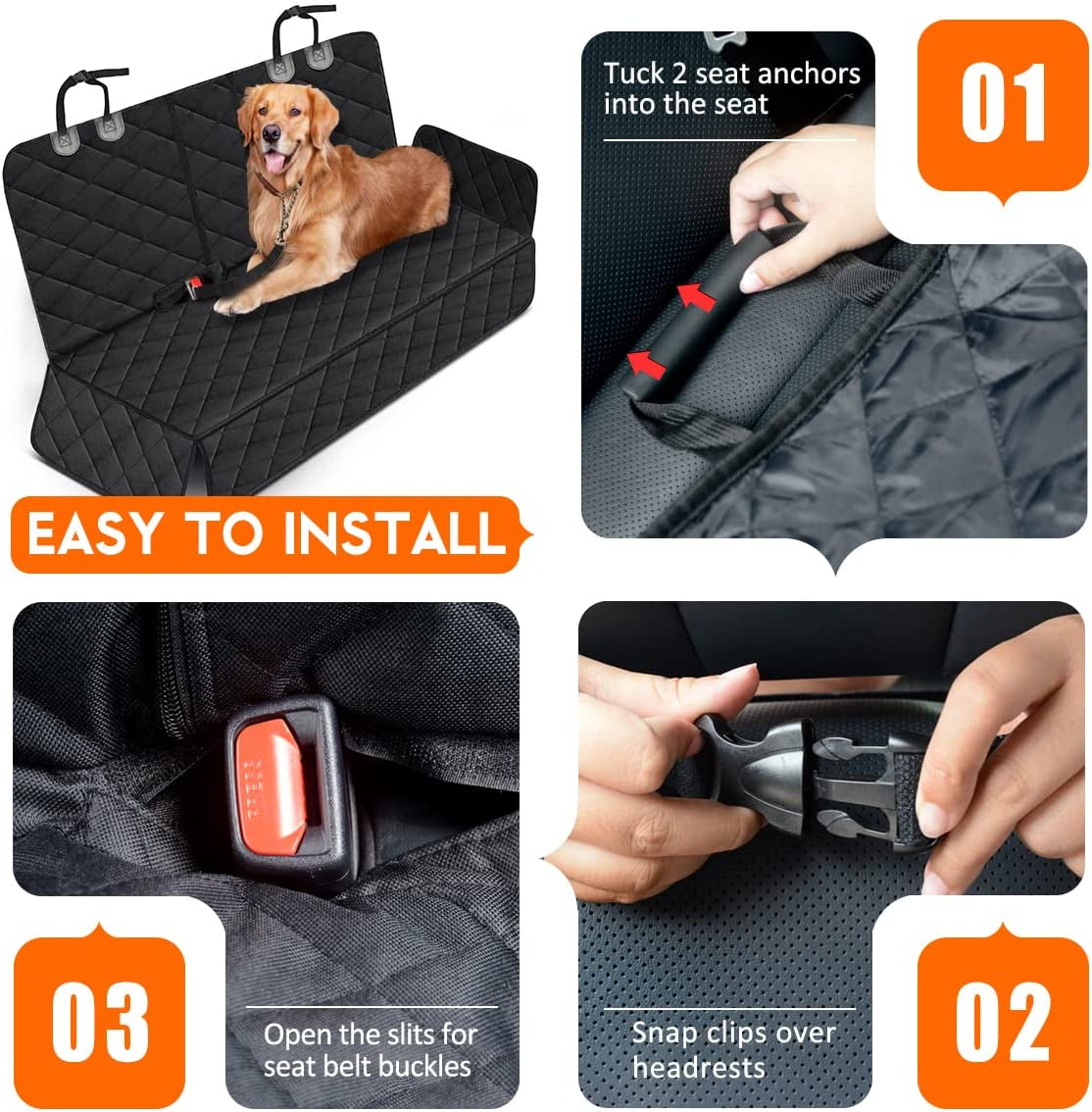 Keep your back seat protected! This waterproof, non-slip cover fits most cars/trucks/SUVs, even armrests.