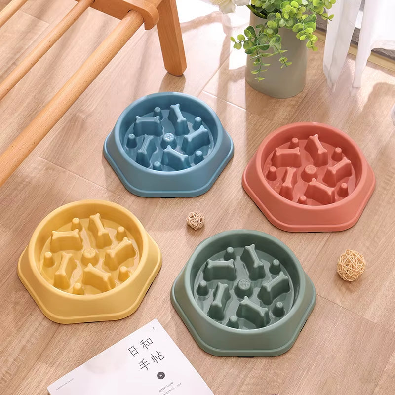 Dog Bowl anti Choking Slow Food Bowl Bone Shape Dog Feeder Basin Cat Food Basin Dog Food anti Tipping Pet Supplies