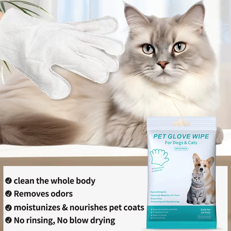 Wash-free gloves: Convenient, gentle deodorizing wipes for cats and dogs.