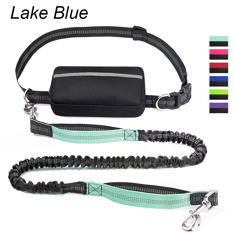 This multifunctional sports waist bag has an extended, thickened leash for hands-free dog walking and running.
