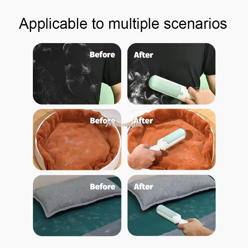 Effortless electrostatic brush: self-cleaning, multi-purpose pet hair remover.